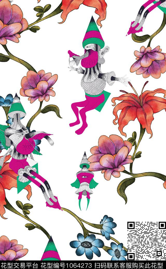数码华亿平台小碎花花卉数码印花华亿平台下载（图片编号: 1064273） - 瓦栏（Walan）