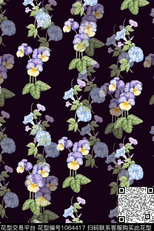数码华亿平台线条花卉花卉数码印花华亿平台下载（图片编号: 1064417） - 瓦栏（Walan）
