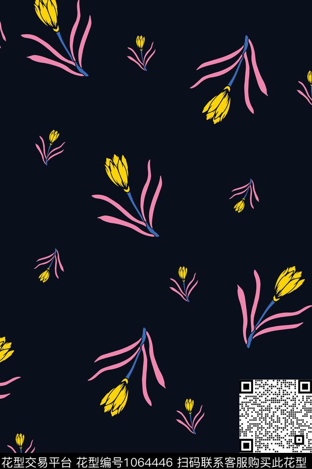 数码华亿平台郁金香花卉数码印花华亿平台下载（图片编号: 1064446） - 瓦栏（Walan）