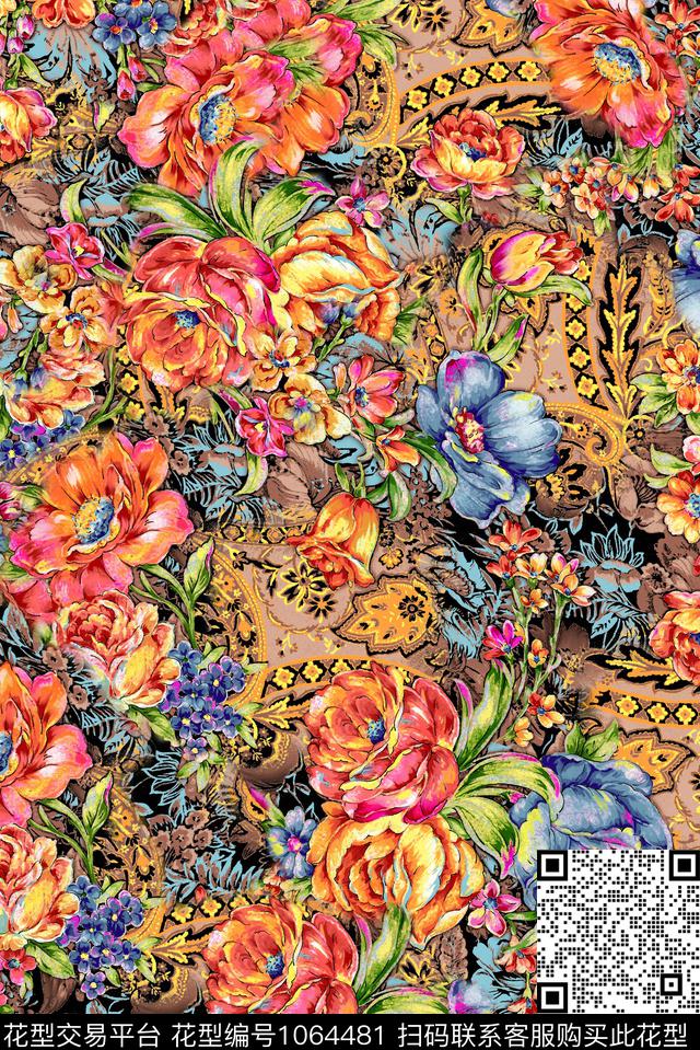 数码华亿平台民族风小碎花数码印花华亿平台下载（图片编号: 1064481） - 瓦栏（Walan）