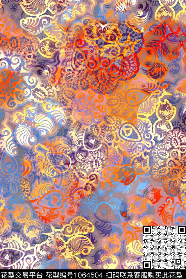 数码华亿平台民族风小碎花数码印花华亿平台下载（图片编号: 1064504） - 瓦栏（Walan）
