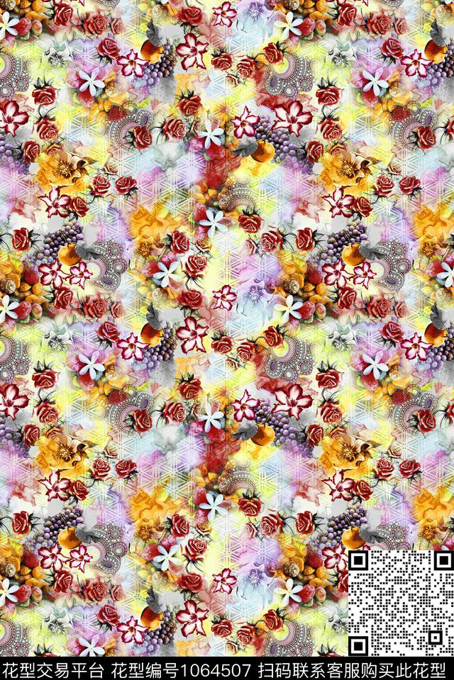 数码华亿平台民族风小碎花数码印花华亿平台下载（图片编号: 1064507） - 瓦栏（Walan）
