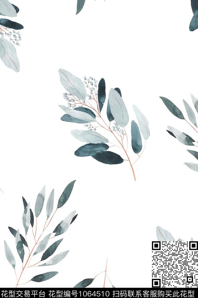 花卉水墨风清爽底花卉传统印花华亿平台下载（图片编号: 1064510） - 瓦栏（Walan）