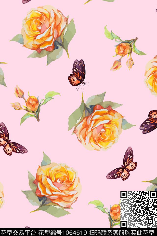 月季花花卉女装数码印花华亿平台下载（图片编号: 1064519） - 瓦栏（Walan）