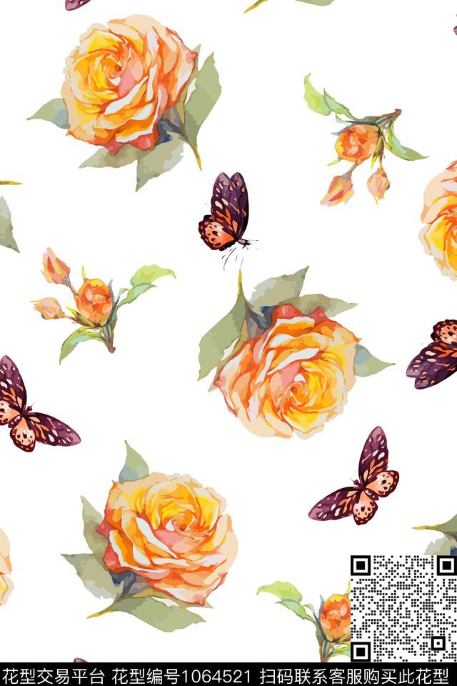 月季花花卉女装数码印花华亿平台下载（图片编号: 1064521） - 瓦栏（Walan）