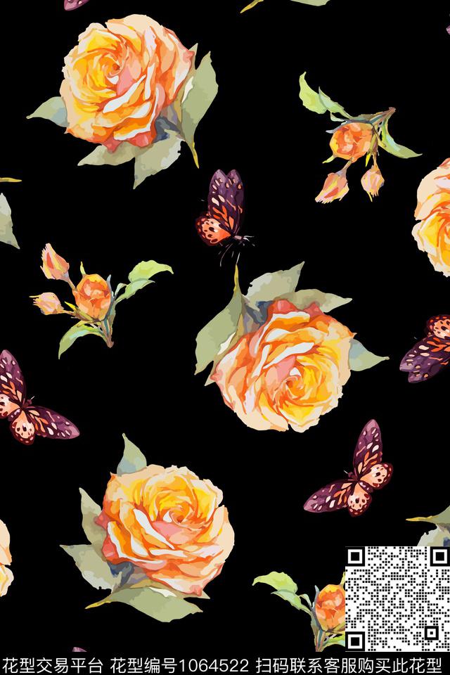 月季花花卉女装数码印花华亿平台下载（图片编号: 1064522） - 瓦栏（Walan）