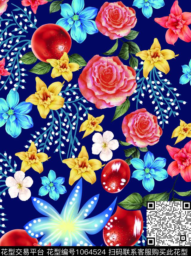 数码华亿平台小碎花月季花数码印花华亿平台下载（图片编号: 1064524） - 瓦栏（Walan）