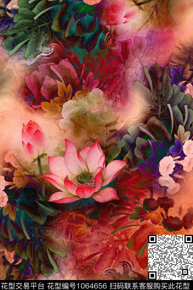 数码华亿平台香云纱花卉数码印花华亿平台下载（图片编号: 1064656） - 瓦栏（Walan）