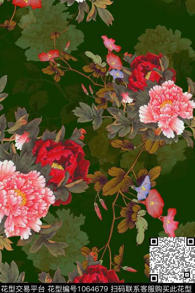 中国风数码华亿平台花卉数码印花华亿平台下载（图片编号: 1064679） - 瓦栏（Walan）