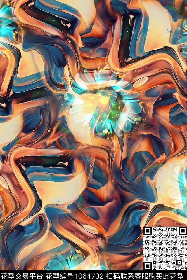 抽象复古大牌风数码印花华亿平台下载（图片编号: 1064702） - 瓦栏（Walan）