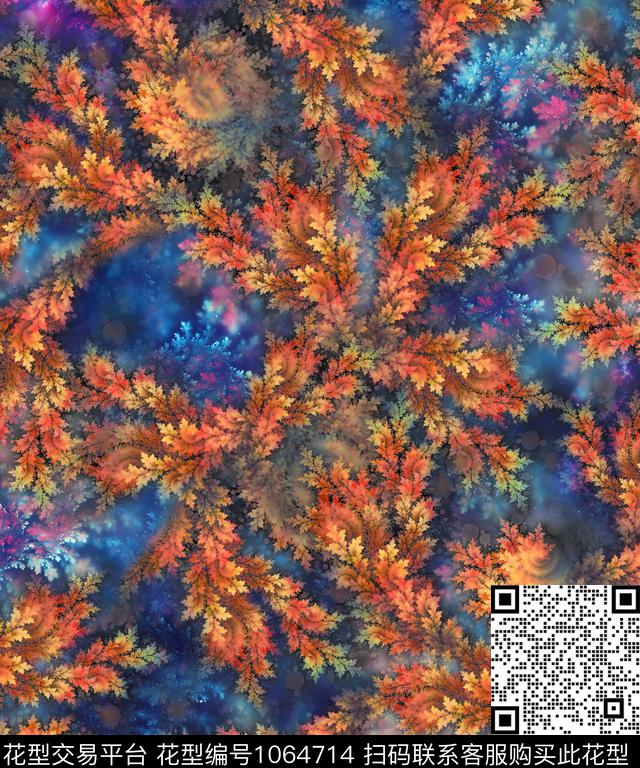 炫彩数码华亿平台抽象花卉数码印花华亿平台下载（图片编号: 1064714） - 瓦栏（Walan）
