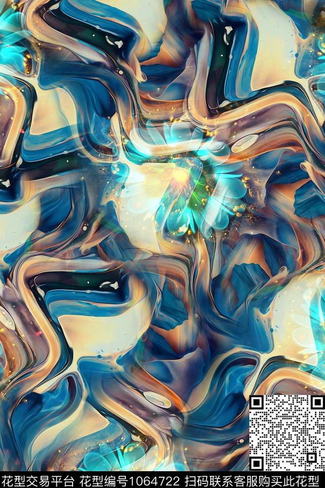 抽象复古大牌风数码印花华亿平台下载（图片编号: 1064722） - 瓦栏（Walan）