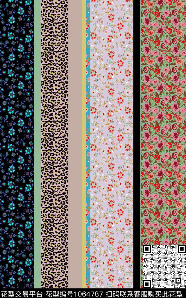 条纹民族花卉小碎花传统印花华亿平台下载（图片编号: 1064787） - 瓦栏（Walan）