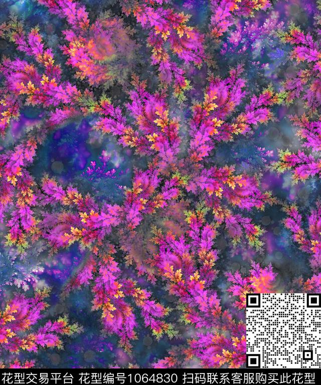 炫彩数码华亿平台抽象花卉数码印花华亿平台下载（图片编号: 1064830） - 瓦栏（Walan）