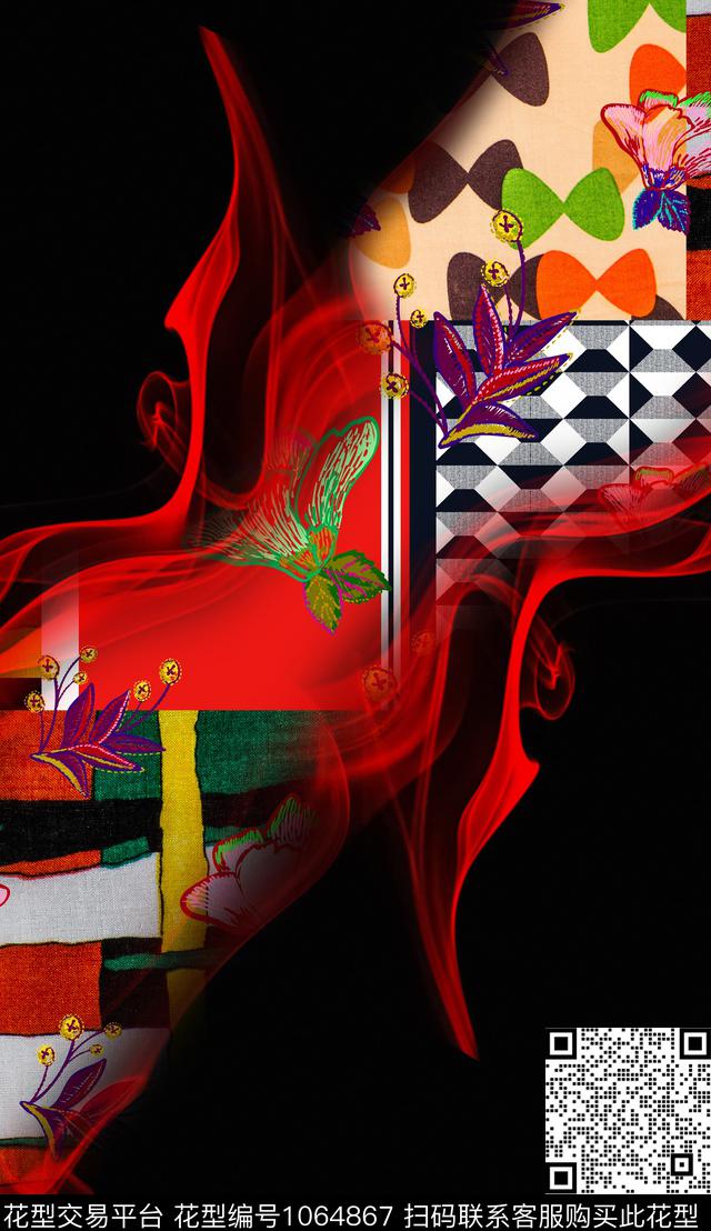 数码华亿平台波西米亚抽象数码印花华亿平台下载（图片编号: 1064867） - 瓦栏（Walan）