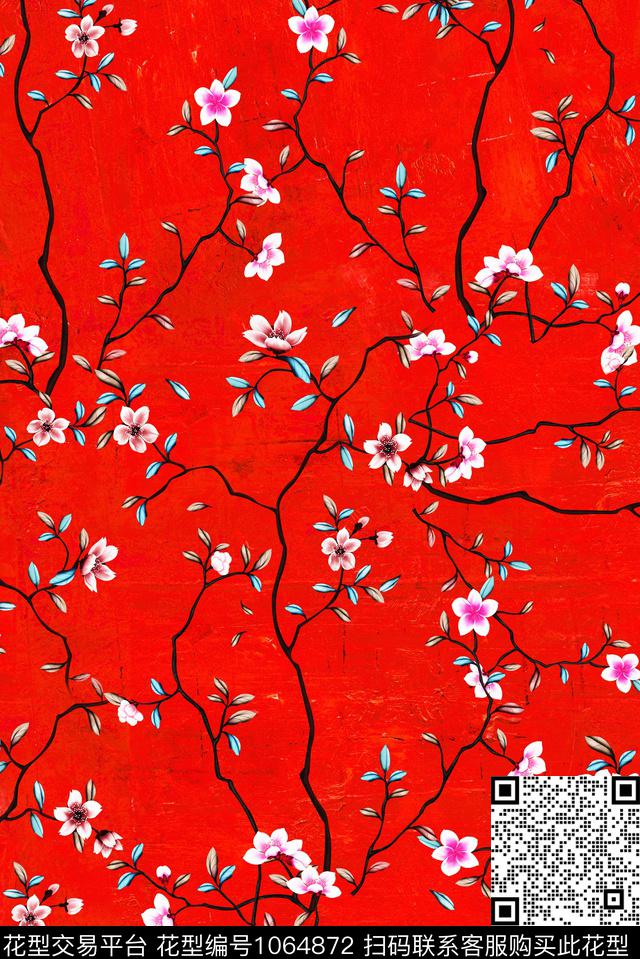 数码华亿平台花卉手绘花卉数码印花华亿平台下载（图片编号: 1064872） - 瓦栏（Walan）