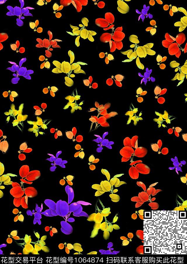 数码华亿平台花卉手绘花卉数码印花华亿平台下载（图片编号: 1064874） - 瓦栏（Walan）