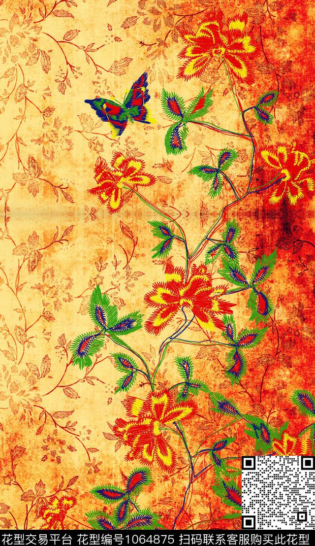 数码华亿平台民族风肌理数码印花华亿平台下载（图片编号: 1064875） - 瓦栏（Walan）