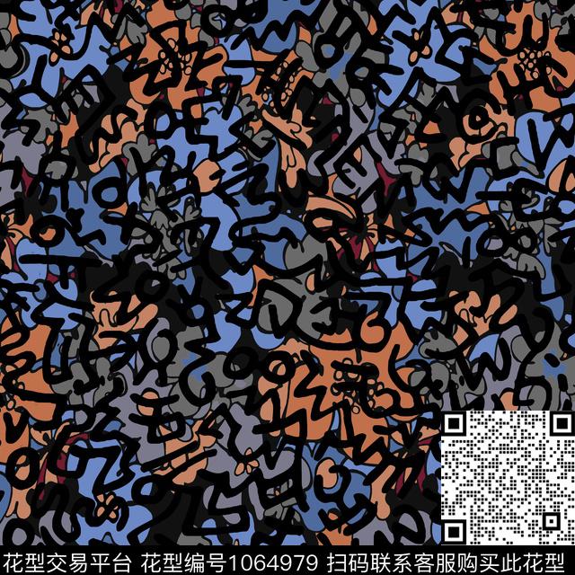 条格线条画条纹数码印花华亿平台下载（图片编号: 1064979） - 瓦栏（Walan）