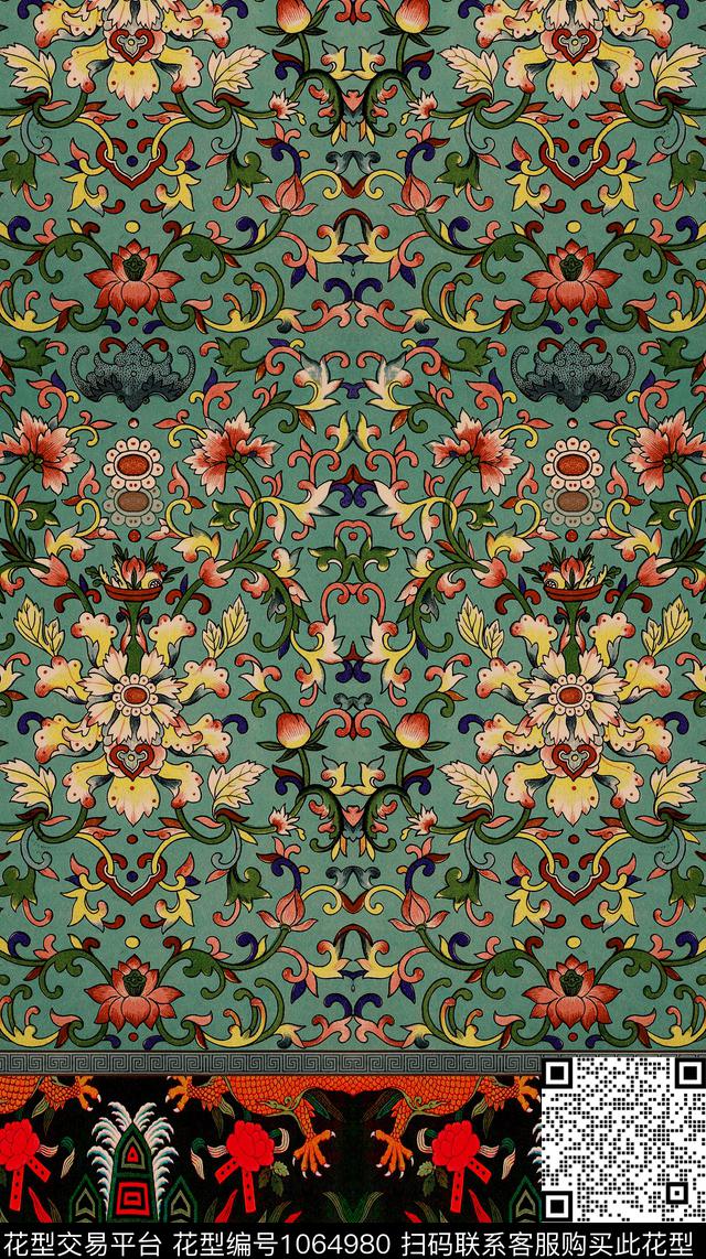 中国风民族风古典花纹数码印花华亿平台下载（图片编号: 1064980） - 瓦栏（Walan）