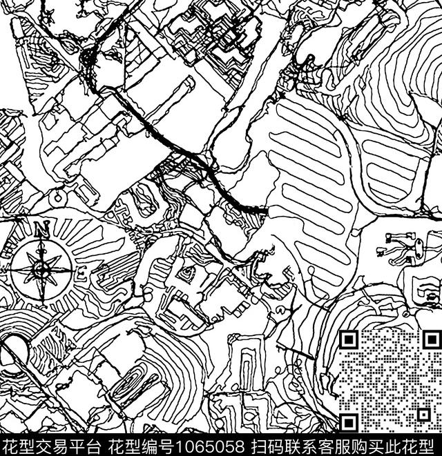 条格线条画条纹数码印花华亿平台下载（图片编号: 1065058） - 瓦栏（Walan）