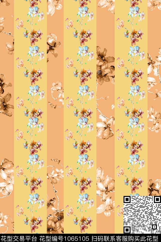 条纹数码华亿平台花卉数码印花华亿平台下载（图片编号: 1065105） - 瓦栏（Walan）