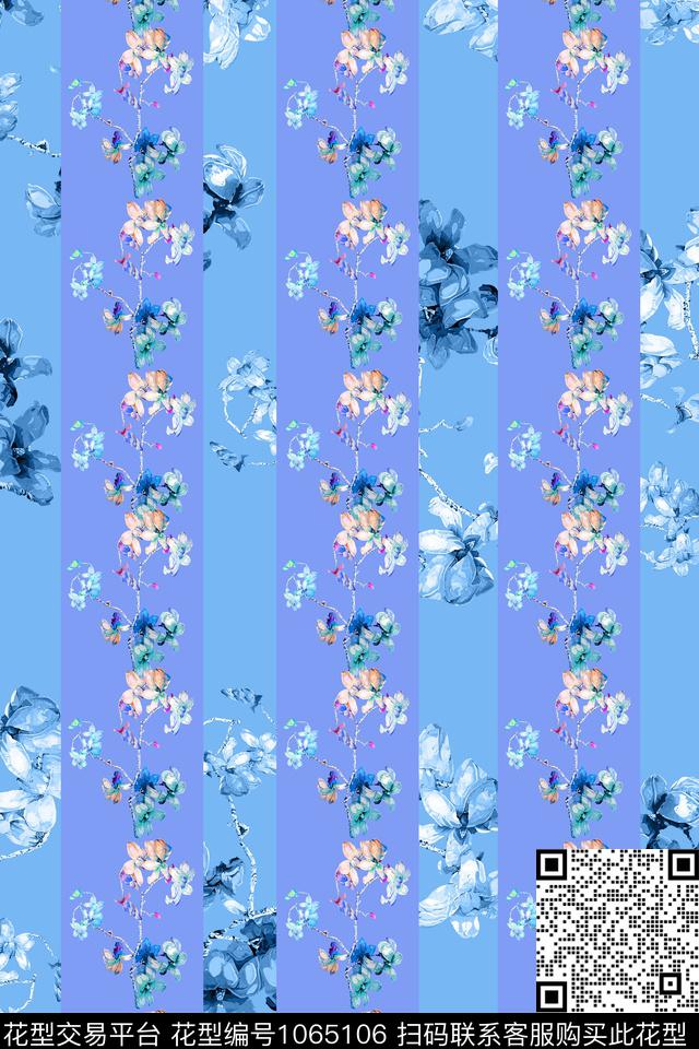 条纹数码华亿平台花卉数码印花华亿平台下载（图片编号: 1065106） - 瓦栏（Walan）