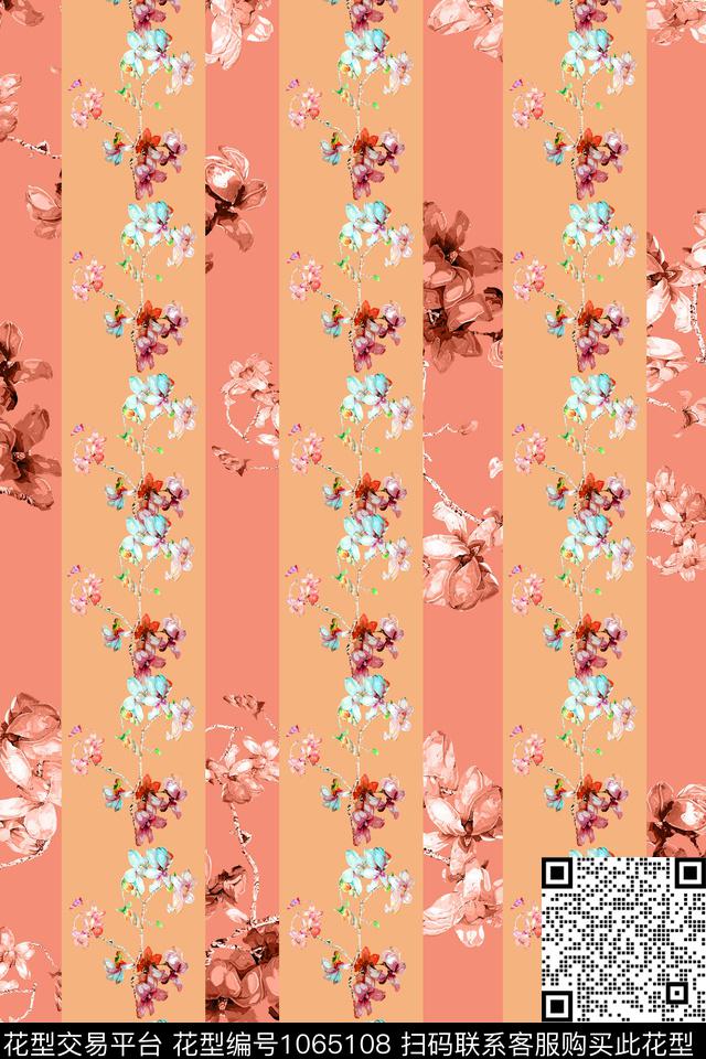 条纹数码华亿平台花卉数码印花华亿平台下载（图片编号: 1065108） - 瓦栏（Walan）