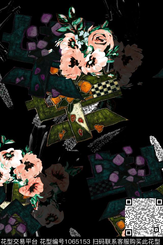 油画华亿平台植物矢量花卉数码印花华亿平台下载（图片编号: 1065153） - 瓦栏（Walan）