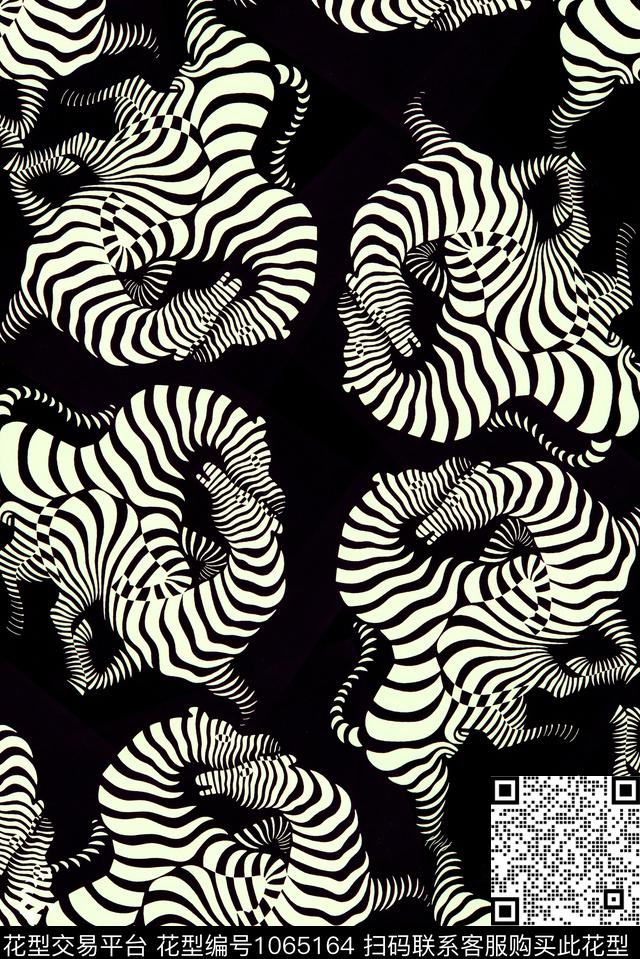 黑底华亿平台几何马几何数码印花华亿平台下载（图片编号: 1065164） - 瓦栏（Walan）