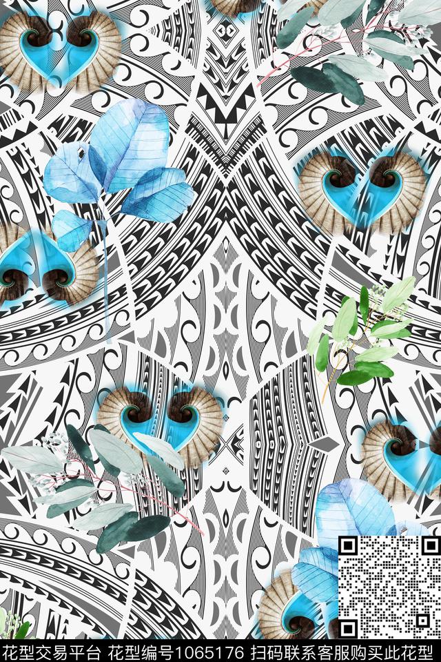 民族风抽象几何数码印花华亿平台下载（图片编号: 1065176） - 瓦栏（Walan）