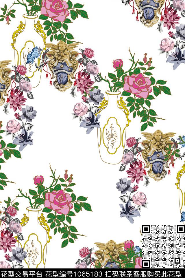 数码华亿平台花瓶花卉数码印花华亿平台下载（图片编号: 1065183） - 瓦栏（Walan）
