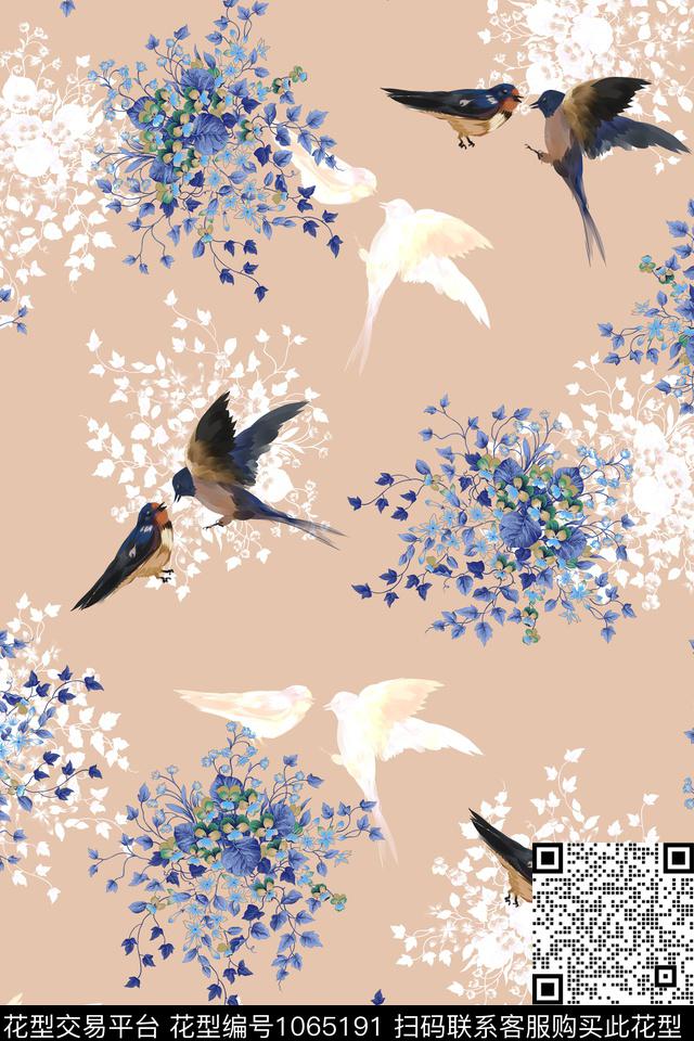 数码华亿平台水彩花卉女装数码印花华亿平台下载（图片编号: 1065191） - 瓦栏（Walan）