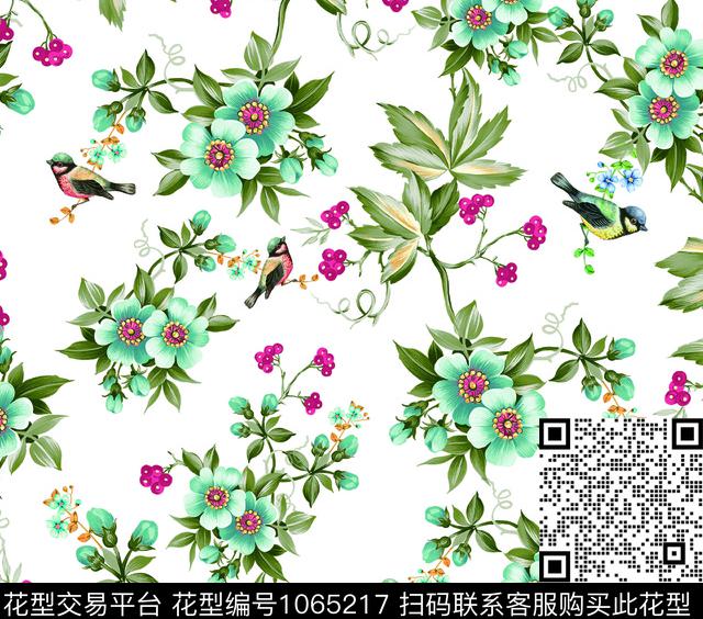 清爽底花卉数码华亿平台雅致数码印花华亿平台下载（图片编号: 1065217） - 瓦栏（Walan）