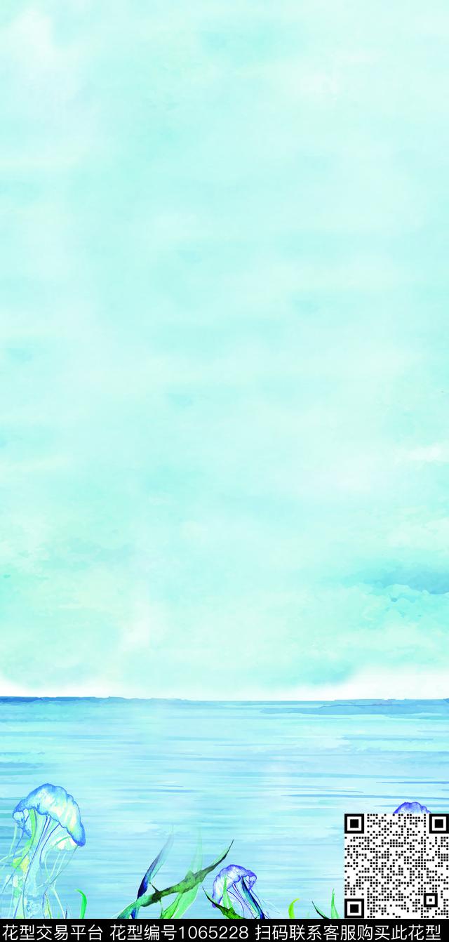 渐变海洋生物数码印花华亿平台下载（图片编号: 1065228） - 瓦栏（Walan）