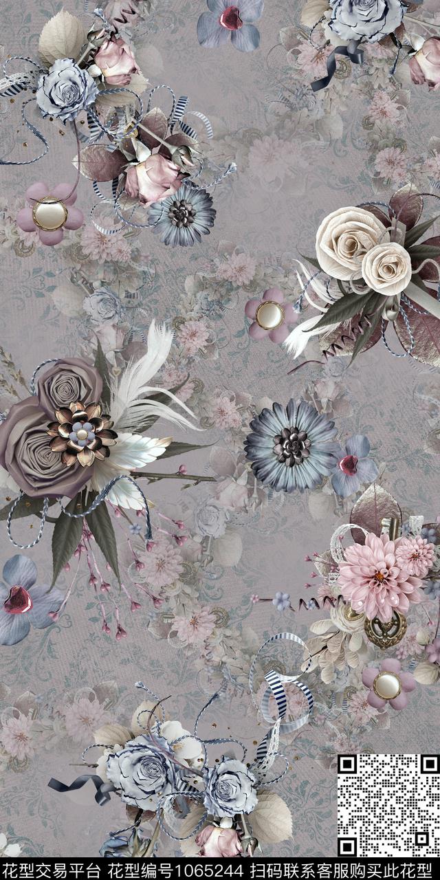 数码华亿平台水彩花卉女装数码印花华亿平台下载（图片编号: 1065244） - 瓦栏（Walan）