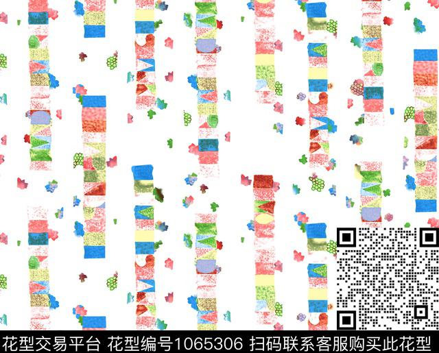 白底花几何花卉几何数码印花华亿平台下载（图片编号: 1065306） - 瓦栏（Walan）