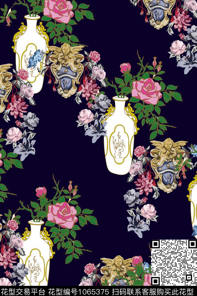 数码华亿平台花瓶花卉数码印花华亿平台下载（图片编号: 1065375） - 瓦栏（Walan）