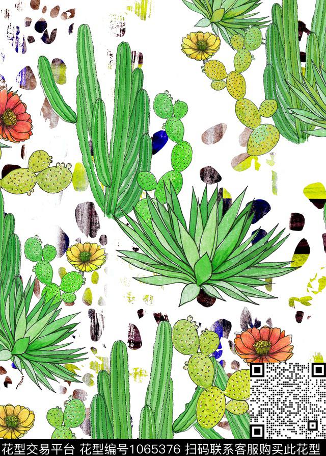 春夏华亿平台植物仙人掌数码印花华亿平台下载（图片编号: 1065376） - 瓦栏（Walan）