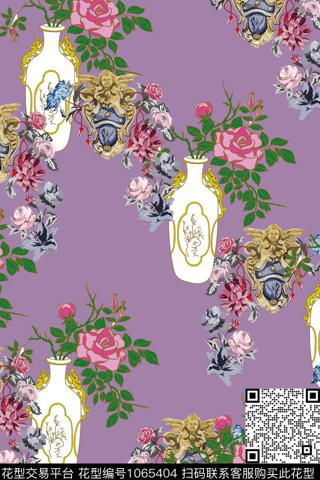 数码华亿平台花瓶花卉数码印花华亿平台下载（图片编号: 1065404） - 瓦栏（Walan）
