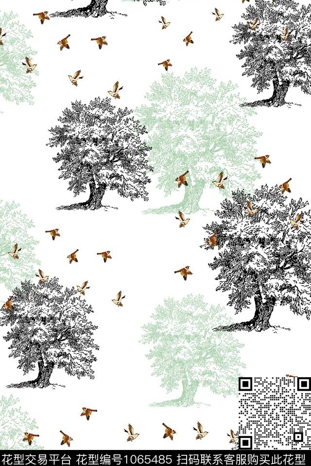 鸟男装树林数码印花华亿平台下载（图片编号: 1065485） - 瓦栏（Walan）