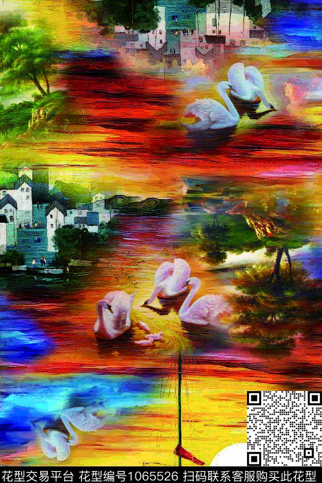 油画华亿平台风景景观数码印花华亿平台下载（图片编号: 1065526） - 瓦栏（Walan）