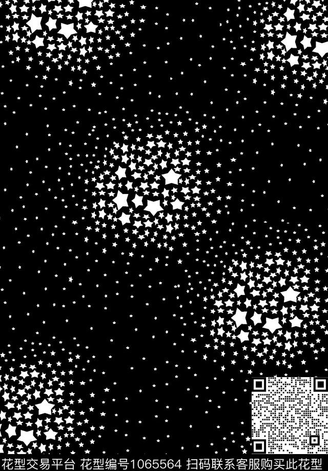 黑白华亿平台星星几何传统印花华亿平台下载（图片编号: 1065564） - 瓦栏（Walan）
