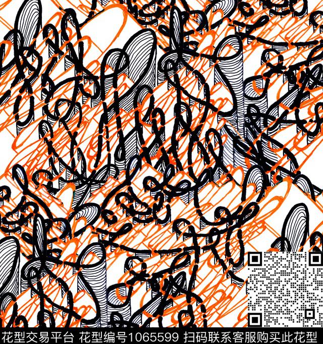 大牌风签字笔抽象数码印花华亿平台下载（图片编号: 1065599） - 瓦栏（Walan）