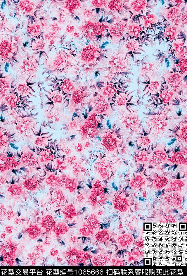数码华亿平台小碎花玫瑰花数码印花华亿平台下载（图片编号: 1065666） - 瓦栏（Walan）