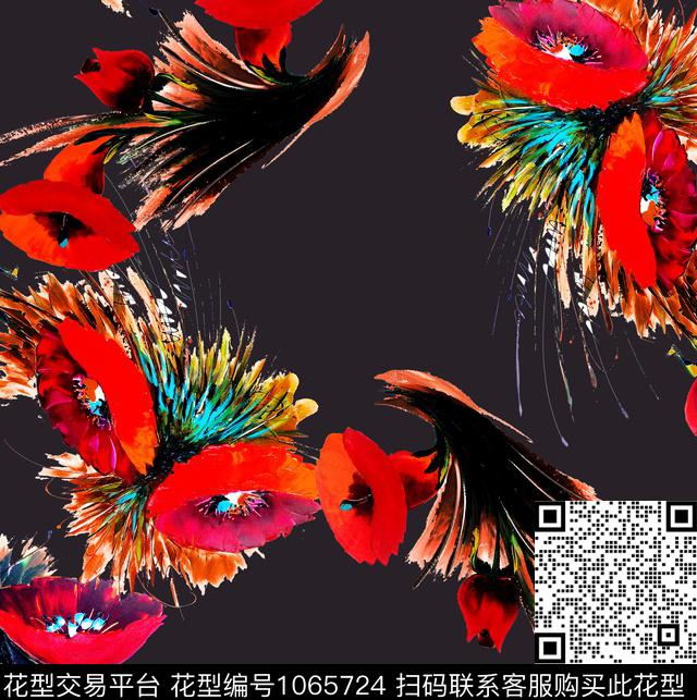 数码华亿平台花卉大牌风数码印花华亿平台下载（图片编号: 1065724） - 瓦栏（Walan）