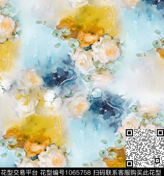 数码华亿平台花卉大牌风数码印花华亿平台下载（图片编号: 1065758） - 瓦栏（Walan）