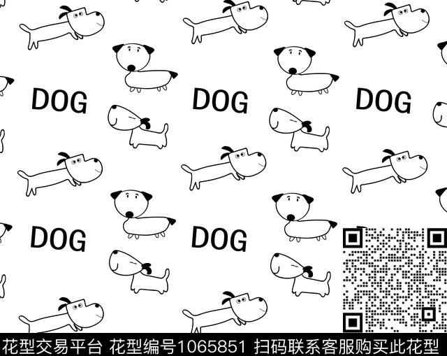 卡通动物狗床品传统印花华亿平台下载（图片编号: 1065851） - 瓦栏（Walan）