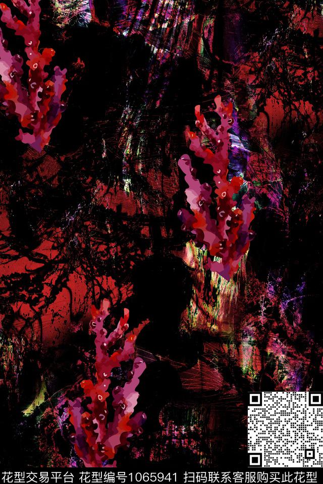 卡通趣味抽象数码印花华亿平台下载（图片编号: 1065941） - 瓦栏（Walan）