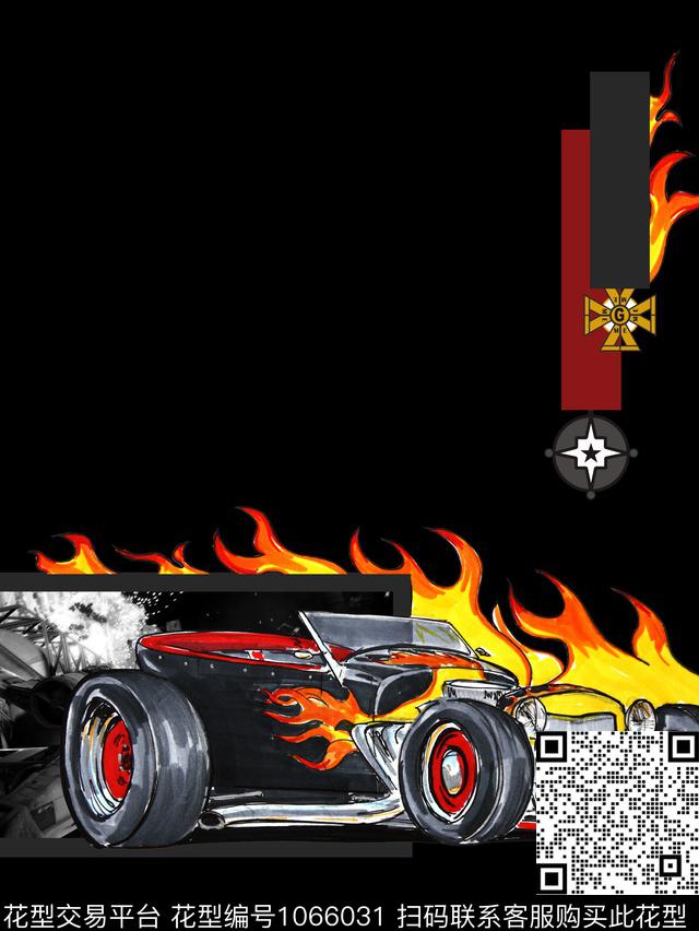 汽车抽象大牌风数码印花华亿平台下载（图片编号: 1066031） - 瓦栏（Walan）